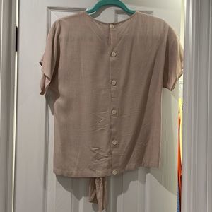 Madewell Pinstripe Tie Front Summer Top, Women’s XS, Maroon & White